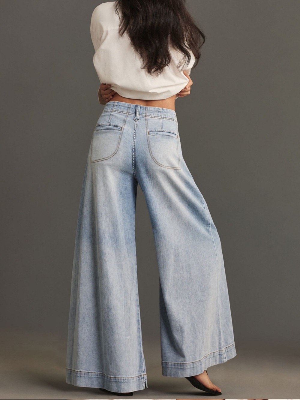 Pilcro Pleated Palazzo Mid-Rise Wide-Leg Jeans - Picture 3 of 5